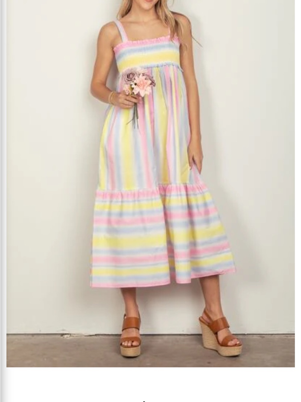 Midi Dress in Pastel Stripe - Picture 3 of 4